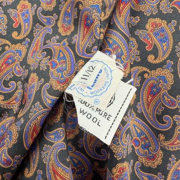 Vintage Braefair Purple Wool Coat Size 11/12 Long Double Breasted Paisley USA - Picture 11 of 14